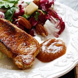 Pork chops with homemade applesauce.