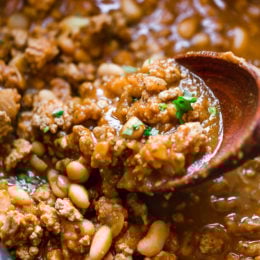 Turkey Pumpkin White Bean Chili made in the Slow Cooker or Instant Pot!