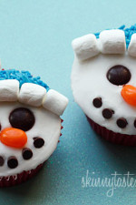 With Christmas just around the corner, these adorable holiday vanilla snowman cupcakes are low fat, easy to make and they are a hit with the kids!