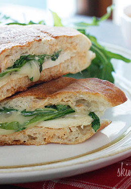 There's only one word to describe this hot grilled chicken panini with arugula, melted provolone and chipotle mayonnaise... dee-licious!