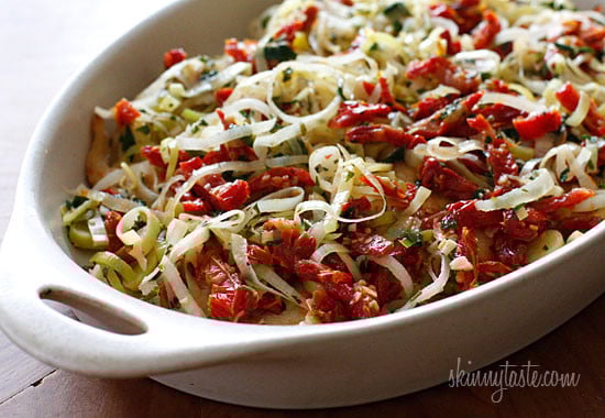 Thin sliced chicken cutlets sauteed in a white wine sauce with leeks and sun-dried tomatoes. Dinner in less than 20 minutes!
