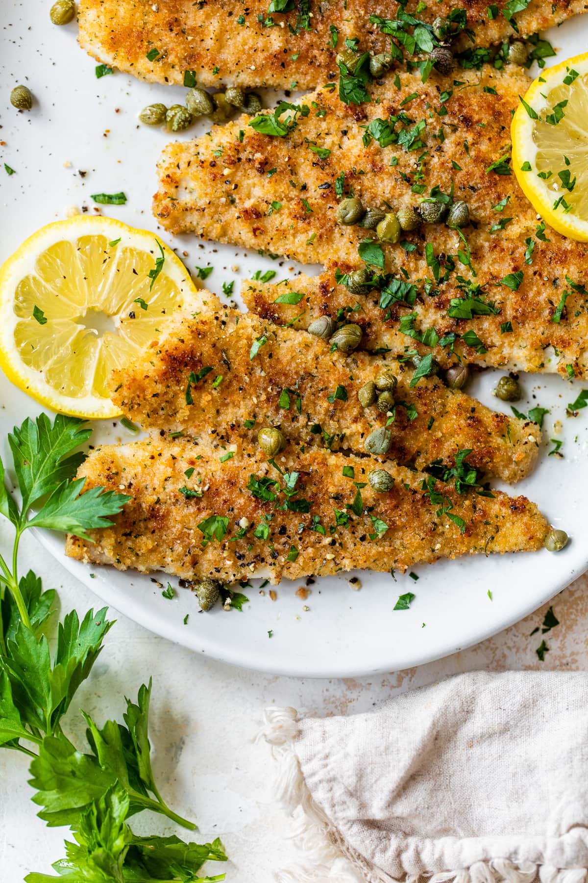 Flounder Piccata on a platter