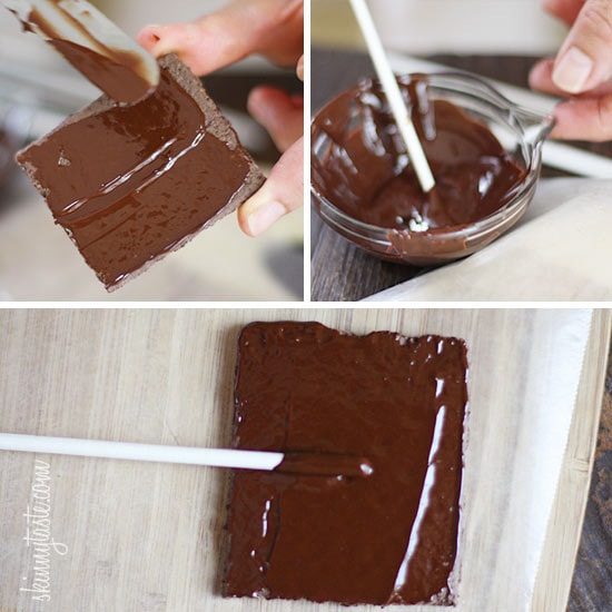 Smores Pops – Chocolate graham crackers coated with melted chocolate and marshmallows on a stick. A fabulous winter treat whether you want to make them as favors or just have fun making them with the kids.