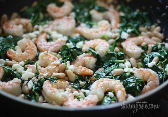 Shrimp with Spinach and white beans