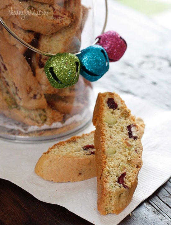 Don't you just love a good biscotti in the morning with a cup of coffee? These Italian biscotti cookies are loaded with pistachios and cranberries, twice baked to form a crispy delicious cookie, perfect for dunking!