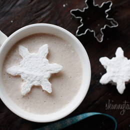 What can be better than warming up to a hot cup of cocoa on a chilly night topped with homemade vanilla bean marshmallows cut out in the shape of a snowflake!