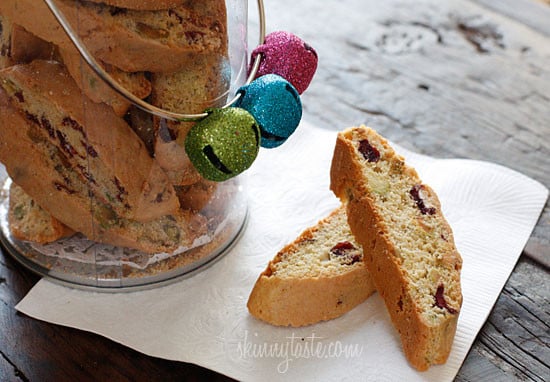 Don't you just love a good biscotti in the morning with a cup of coffee? These Italian biscotti cookies are loaded with pistachios and cranberries, twice baked to form a crispy delicious cookie, perfect for dunking!