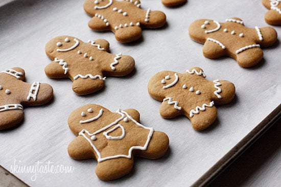 These holiday gingerbread cookies have less than half of the fat than most gingerbread cookies but the same great flavor and are super easy to make!