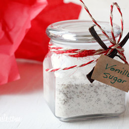 Beautiful specks of vanilla beans are combined with sugar to make a simple yet impressive handmade gift.