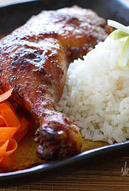 These oven roasted chicken legs take on exotic Asian flavors by the addition of a little Chinese five-spice. So delicious!