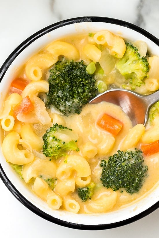 Macaroni and Cheese Soup with Broccoli