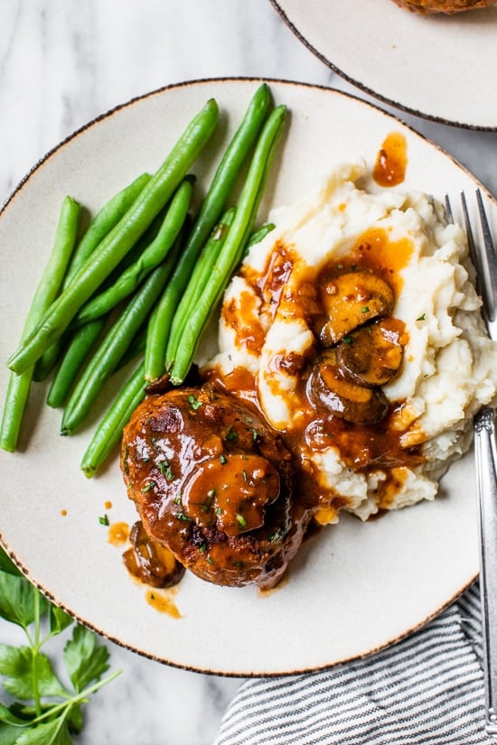 Salisbury Steak with mashed potatoes