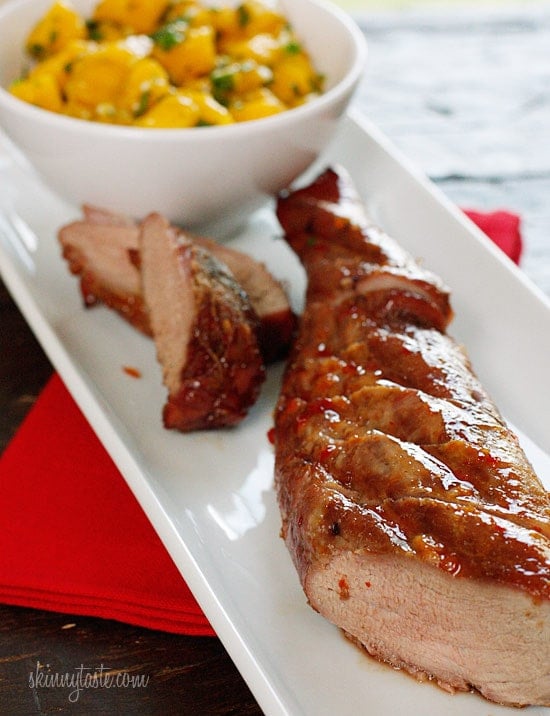 I thought this Asian inspired sweet and fiery pork tenderloin dish with mango salsa would be a great way to celebrate the Chinese New Year on January 23rd, the start of a 15-day celebration celebrating the Chinese New Year – This year it's the Year of The Dragon.
