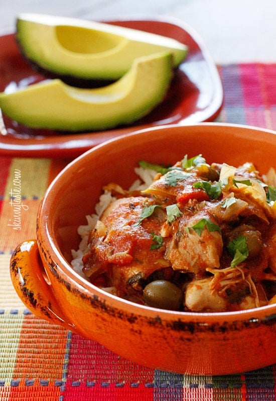 Chicken a la Criolla (Crock Pot or Instant Pot) Chicken a la Criolla, a simple yet flavorful Latin dish made with stewed boneless skinless chicken thighs bell peppers, onions, garlic, tomatoes, olives, cilantro and spices.