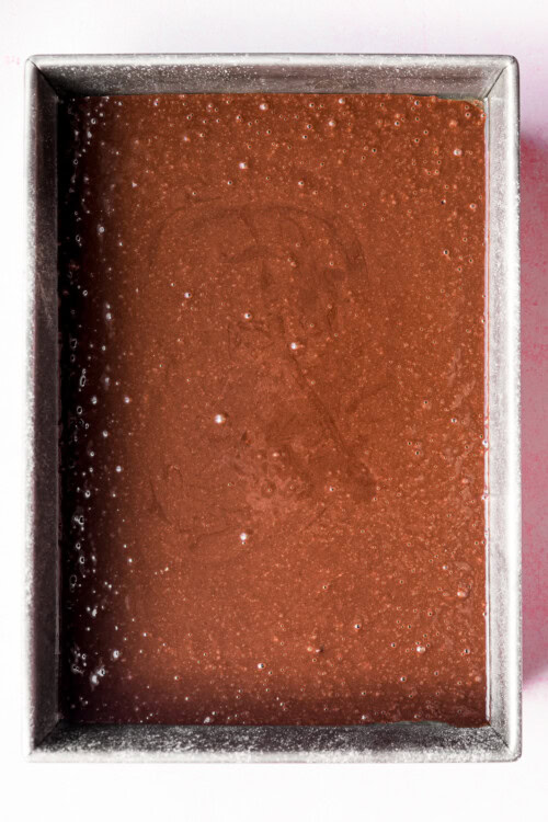 pour batter into cake pan