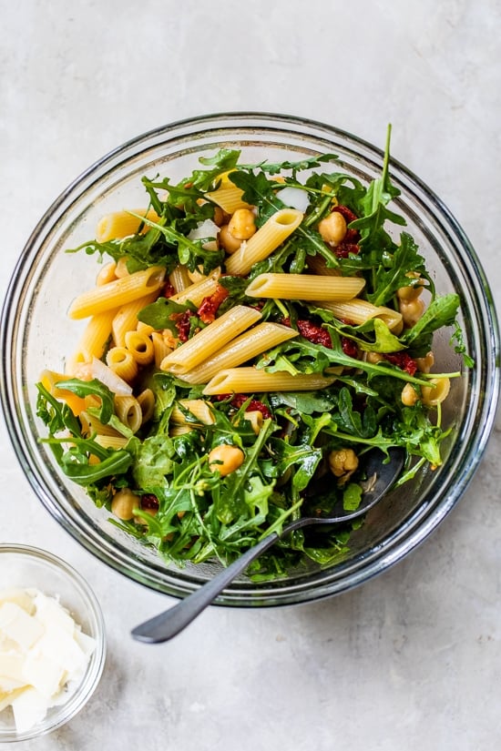 no mayo pasta salad with argula