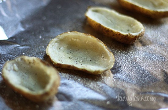 Skinny potato skins loaded Santa Fe style with mildly spiced turkey, black beans, corn and tomatoes topped with cheese - you won't be able to stop at just one!