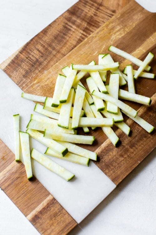 zucchini cut into matchsticks
