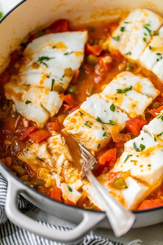 Skillet Cajun Spiced Fish with Tomatoes