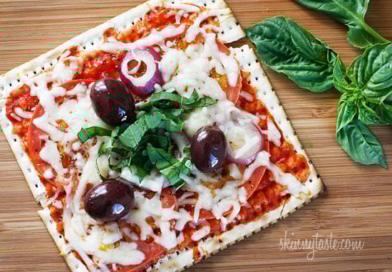 A matzo cracker makes a great base for a pizza that kids and adults will love for Passover! Top it with your favorite vegetables and cheese and you have yourself a quick meal.