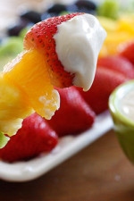Rainbow Fruit Skewers with Yogurt Fruit Dip – A healthy snack or dessert for kids and adults alike!