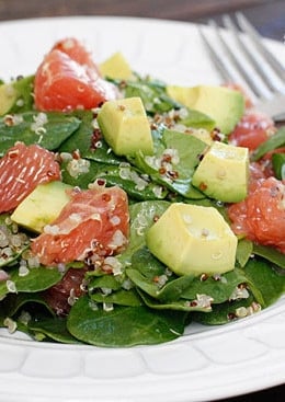 This Quinoa Salad with Spinach Grapefruit and Avocado is loaded with vitamin C, A, Potassium and good heart-healthy fats!!
