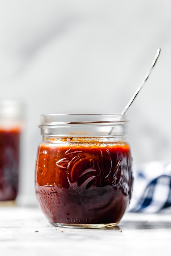 Homemade sweet and spicy Kansas City BBQ sauce made with tomato sauce, honey, molasses, vinegar and spices.