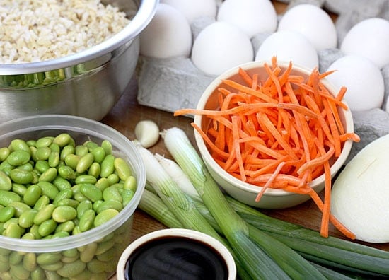 Make a healthier version of your favorite take-out with this Asian edamame fried rice! I'm a sucker for Chinese fried rice, but who knows how much oil is added when you order it out. Making it yourself is healthier and easy to do.