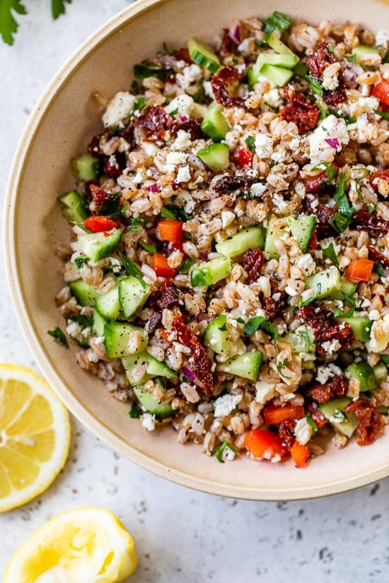 Farro Salad in a bowl