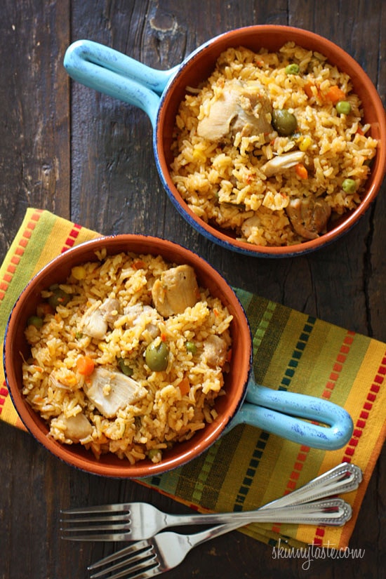 Mom's Spanish chicken and rice, otherwise known as arroz con pollo is a delicious one pot meal the whole family will love.