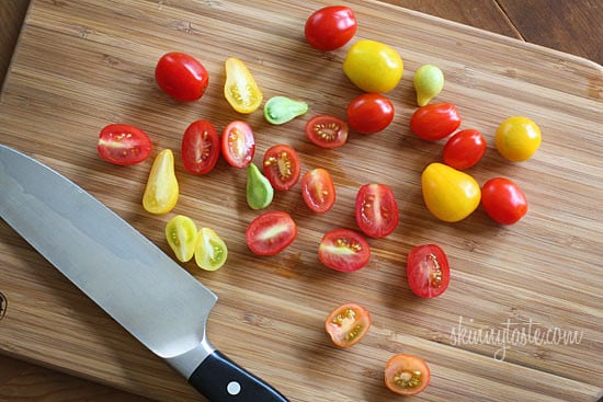 This is the perfect summer pasta salad loaded with fresh summer tomatoes and zucchini tossed in a light creamy dressing. I even snuck in some Greek yogurt for added creaminess but with all the other flavors you won't know it's there.