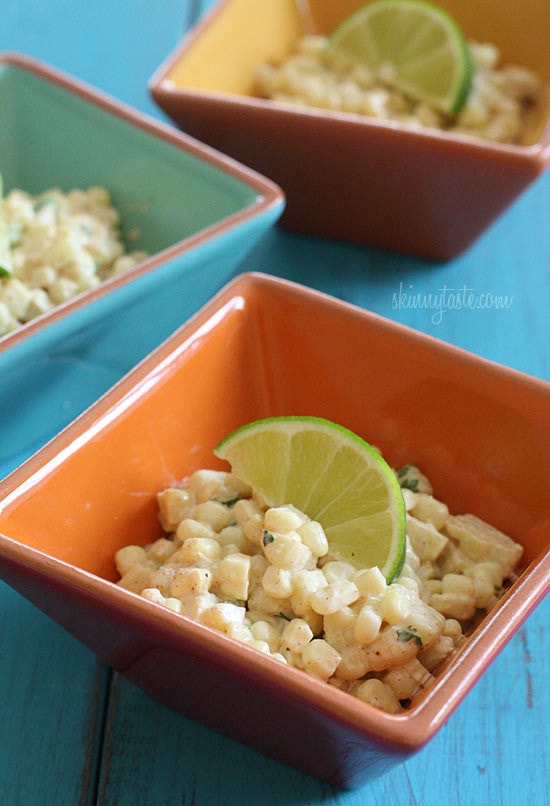 Sweet summer corn lightly coated with lime infused mayonnaise, a touch of hot chili powder and cojita cheese. Also known as the Mexican street corn salad, elote