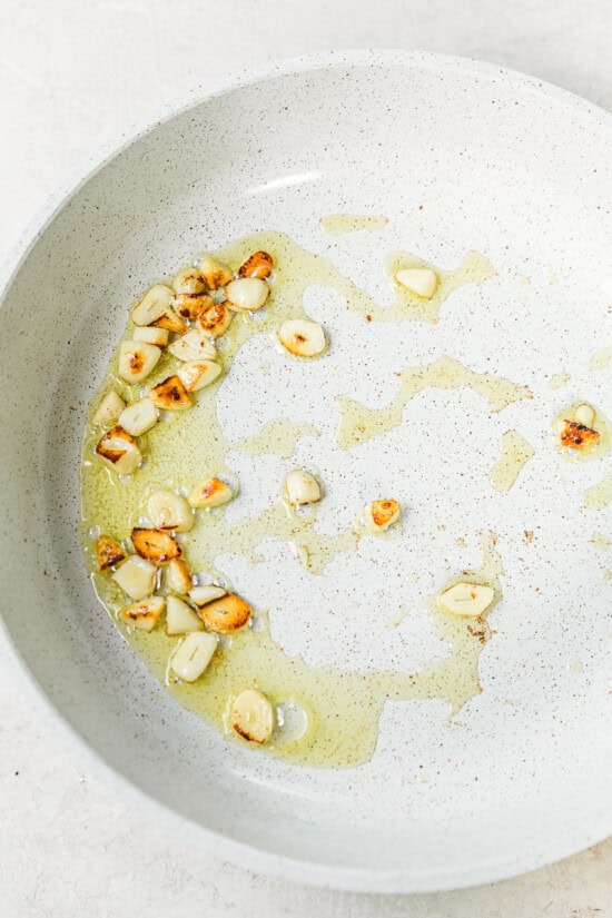 garlic and oil in skillet