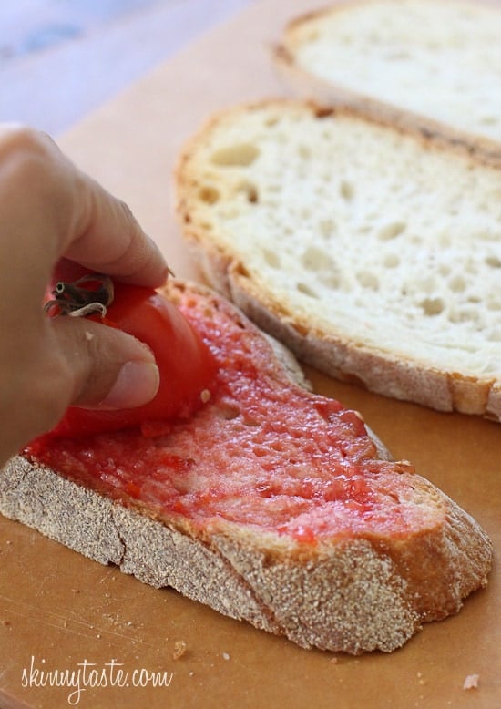 Pan con Tomate or Spanish Tomato Bread – This is what happens when I have a crusty loaf of bread and some fresh ripe tomatoes in my garden!