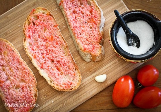 Pan con Tomate or Spanish Tomato Bread – This is what happens when I have a crusty loaf of bread and some fresh ripe tomatoes in my garden!