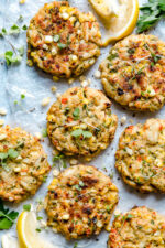 Deliciously Baked Corn and Crab Cakes made with lump crab and sweet summer corn. Bake them in the oven or air fryer!