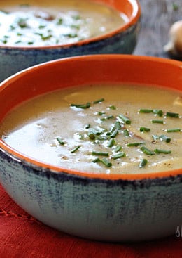 A velvety, creamy mushroom soup that is low in fat, yet rich in flavor. Perfect for lunch with a sandwich on the side, or makes a lovely first course for dinner.