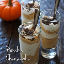 When you need a "little" treat, these delicious pumpkin cheesecake shooters are the perfect sweet fix. Perfect to serve at Halloween party or to add to your Thanksgiving table!