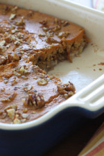 Baked oatmeal with ripe bananas, pumpkin and pecans is the perfect way to start your morning! When this first came out of the oven, I wasn't so sure...but after my first bite I knew I had a winner!