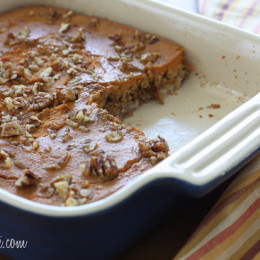 Baked oatmeal with ripe bananas, pumpkin and pecans is the perfect way to start your morning! When this first came out of the oven, I wasn't so sure...but after my first bite I knew I had a winner!