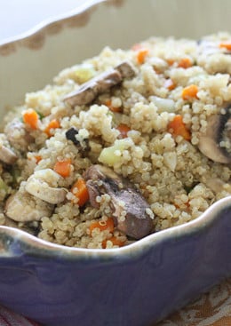 This savory quinoa stuffing is a delicious, protein-packed, gluten-free alternative to traditional stuffing.