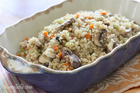 This savory quinoa stuffing is a delicious, protein-packed, gluten-free alternative to traditional stuffing.