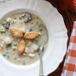 Leftover turkey is delicious in turkey pot pie, so I thought why not use it to make turkey pot pie soup?