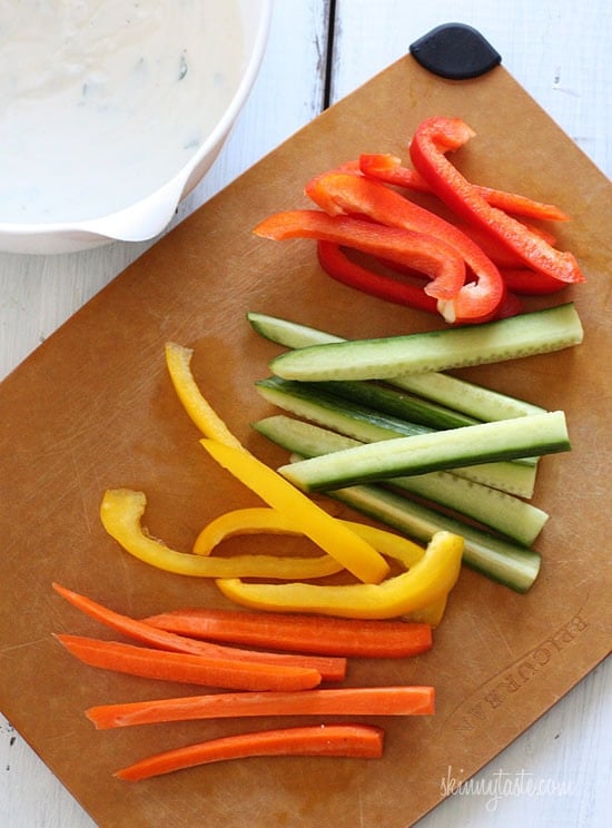 These veggie shooters with fresh cut vegetables served in individual shot glasses and your favorite dressing makes for an easy, healthy, elegant appetizer. No double dipping!