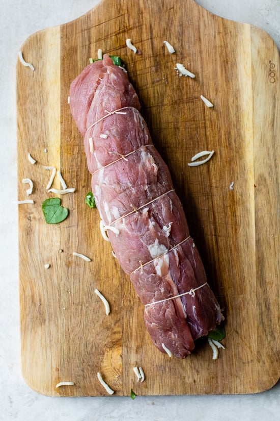 how to roll a stuffed pork tenderloin
