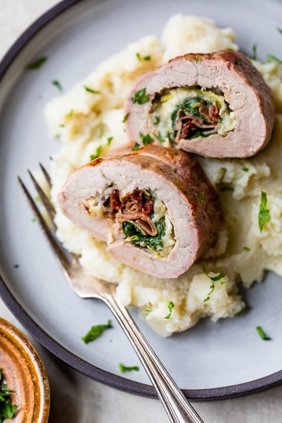 Spinach Prosciutto and Mozzarella Stuffed Pork Tenderloin