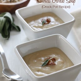 Creamy tuscan white bean soup, with roasted garlic and a touch of sage. So simple and inexpensive to make, and so so good. Leftovers can be frozen.