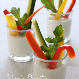 These veggie shooters with fresh cut vegetables served in individual shot glasses and your favorite dressing makes for an easy, healthy, elegant appetizer. No double dipping!