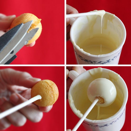 These Skinny Cake pops are made lighter by using a box cake mix, egg whites and fat free Greek yogurt – no oil, no butter required!