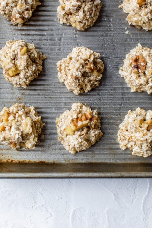 Banana Oatmeal Cookies on baking sheet.